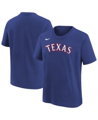Big Boys and Girls Royal Texas Rangers Wordmark T-Shirt