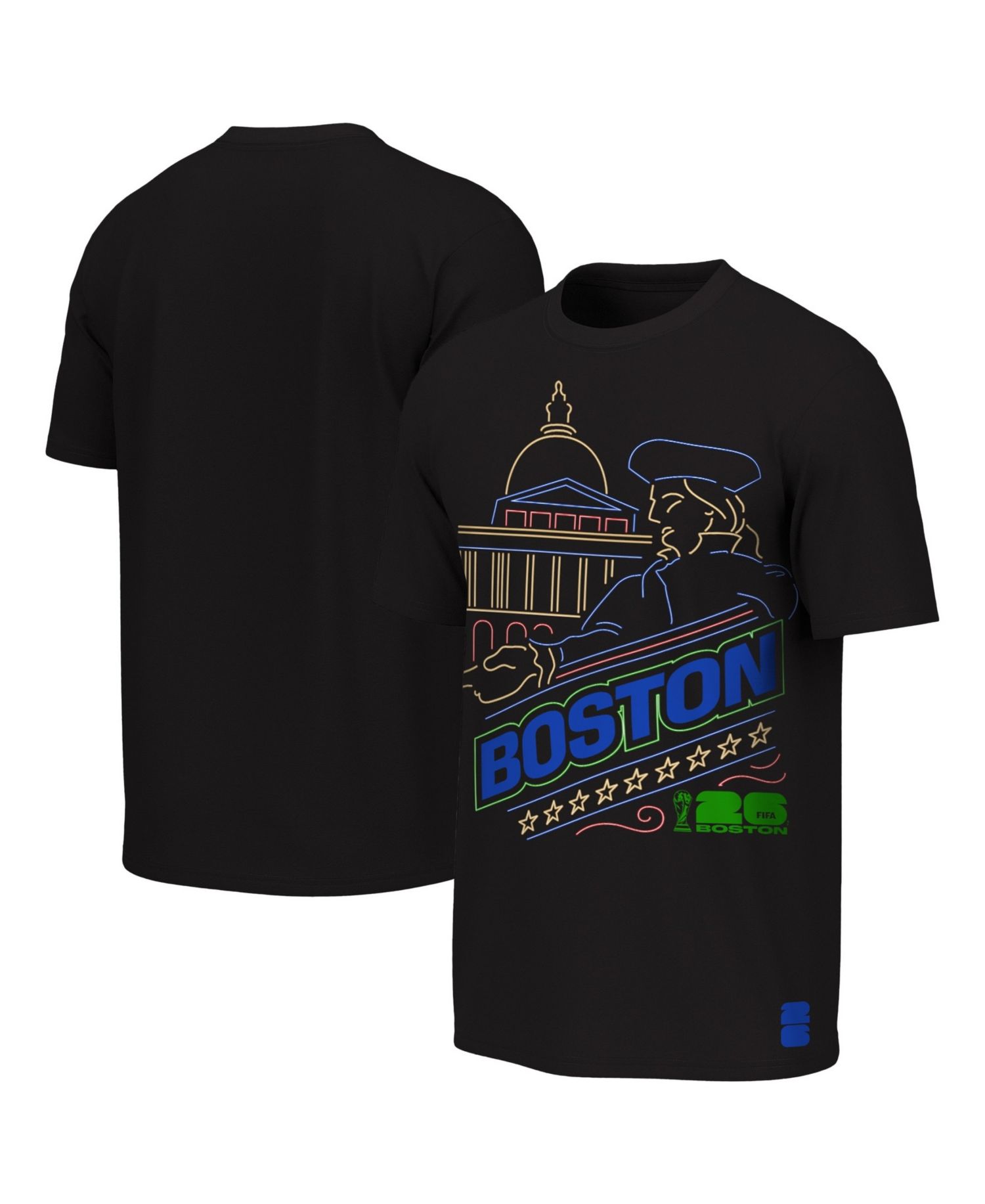 Big Boys and Girls Black FIFA World Cup 2026 Boston Neon City Night T-Shirt