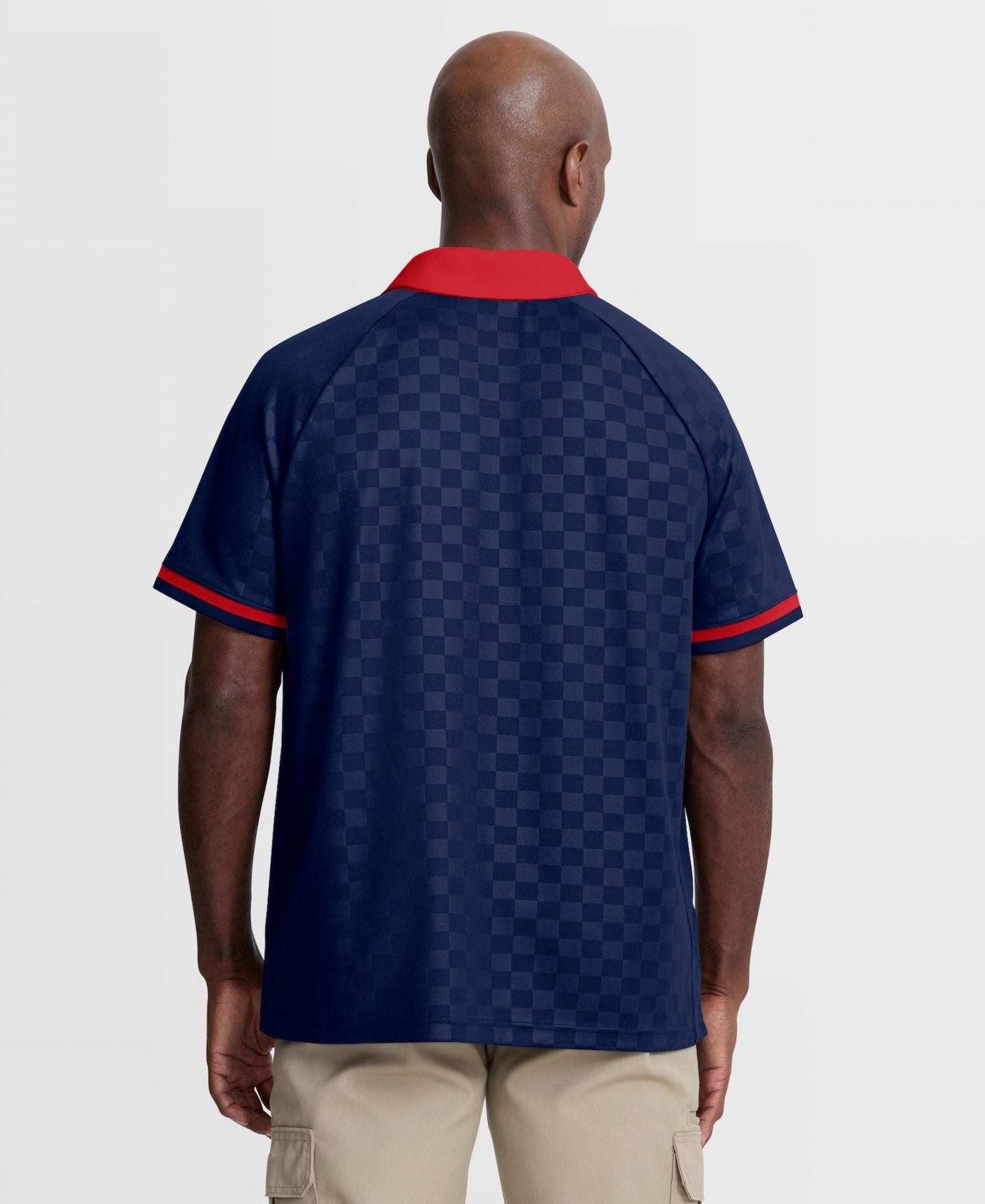 Мужское поло Fanatics Navy/Red New England Patriots Homerun Raglan V-Neck Polo Shirt — фото 5