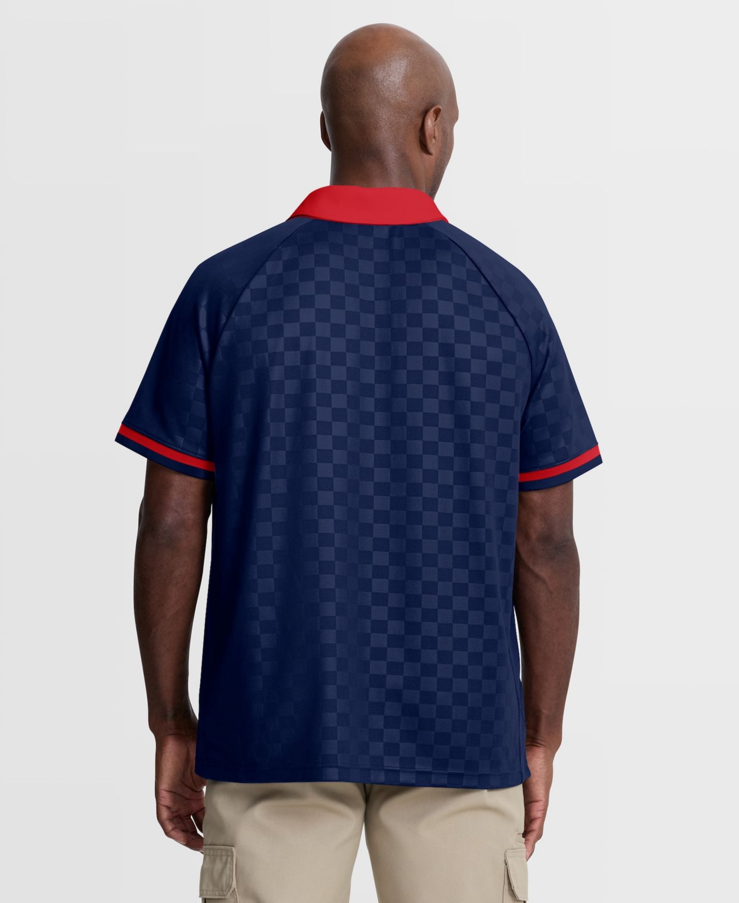 Men's Navy/Red New England Patriots Homerun Raglan V-Neck Polo Shirt