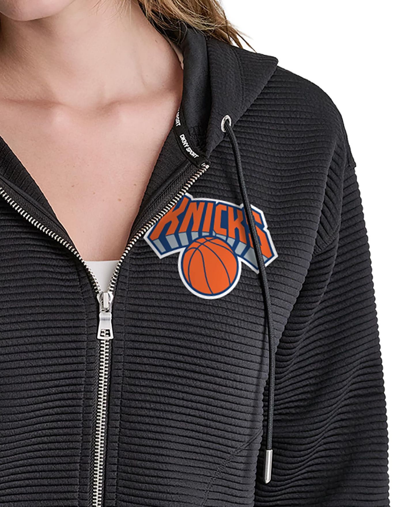 Женское худи DKNY Black New York Knicks Tech Ottoman Full-Zip — фото 4