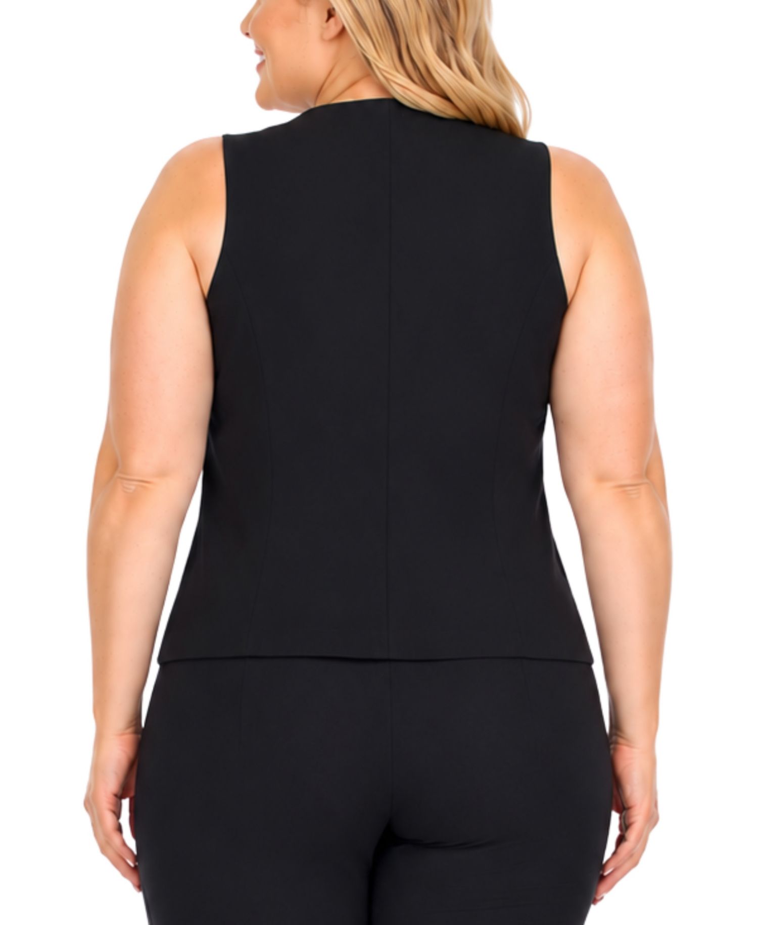 Plus Size Tailored Button Front Vest