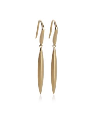Yellow Gold  Feather Drop Earrings