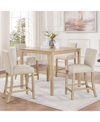 5-Piece Wooden Counter Height Dining Table Set for 4