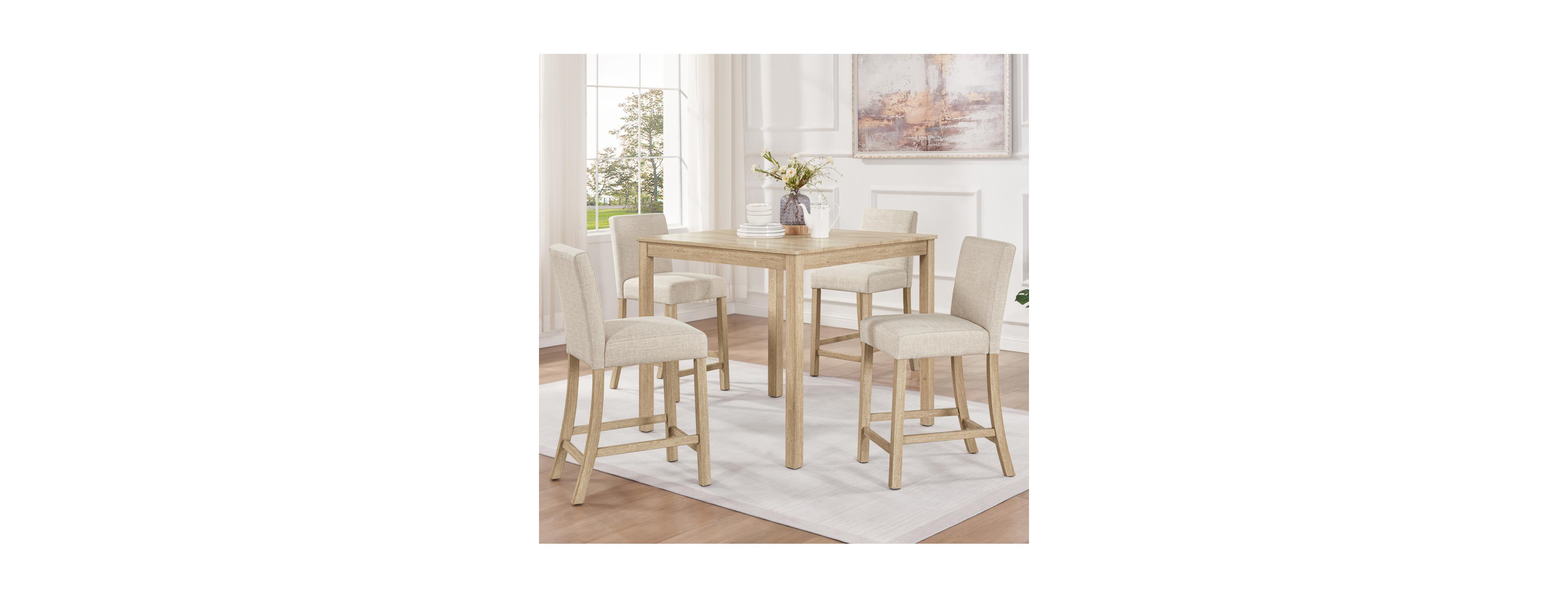 Streamdale Furniture 5-Piece Wooden Counter Height Dining Table Set for 4