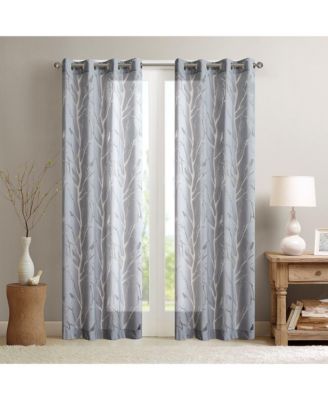 Grommet Top Sheer Bird on Branches Burnout Window Curtain Only 1 Piece Panel