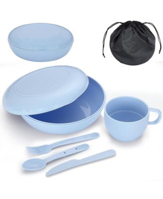 Camping Mess Kit With Plate Bowl Cup Utensils And Carry Bag