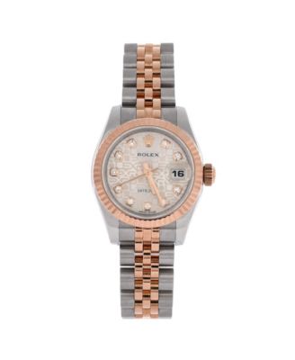 Oyster Perpetual Datejust Automatic Watch in Stainless Steel and Rose Gold with Diamond Markers 26mm