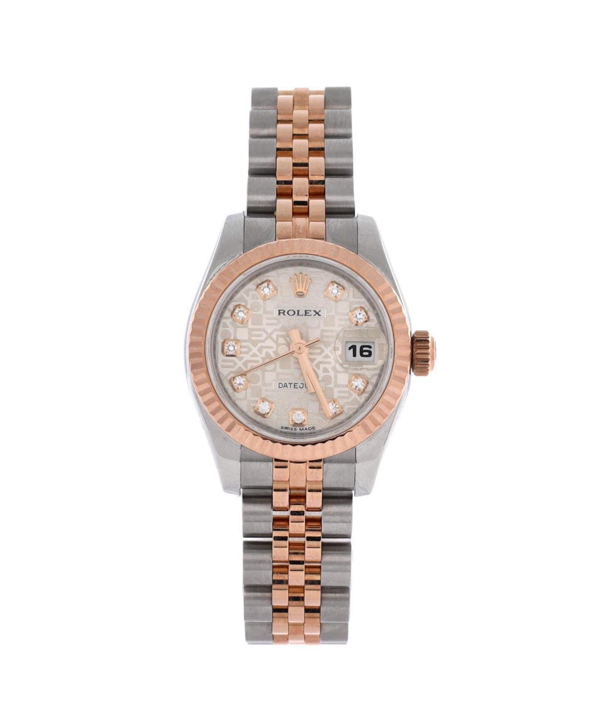 PreOwned Rolex Oyster Perpetual Datejust Automatic Watch in Stainless Steel and Rose Gold with Diamond Markers 26mm  Dial color natural