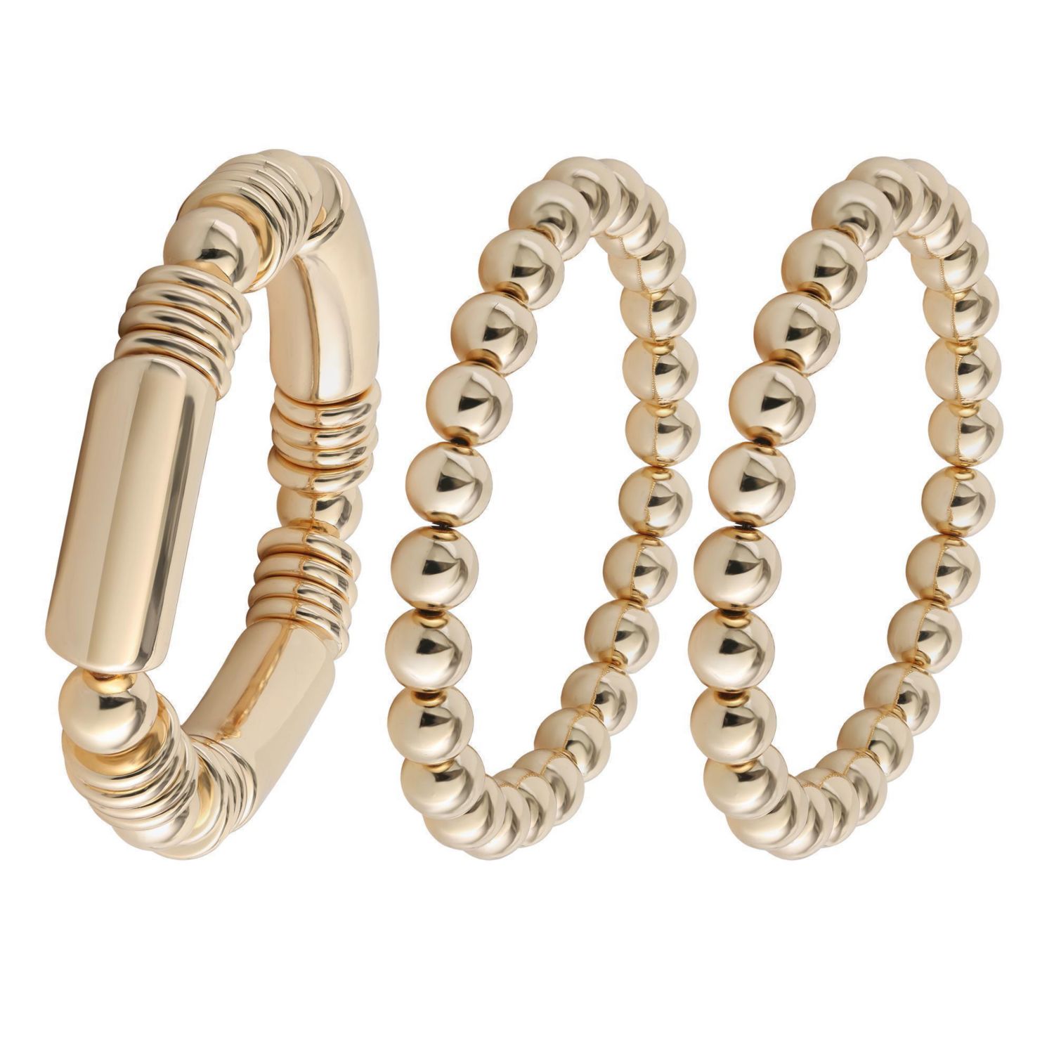 Womens Bracelet Set Gold-Tone 3-Piece, Stretch Bracelets