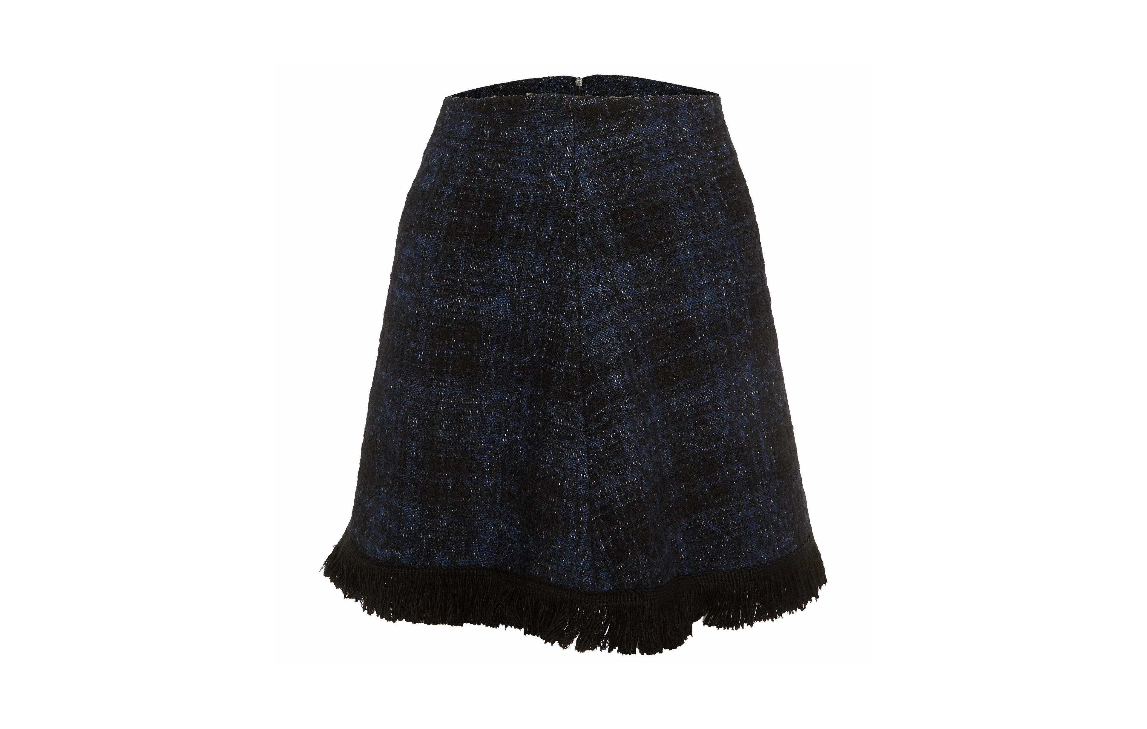 Pre-Owned Love Moschino Women's Tweed Fringed Mini Skirt