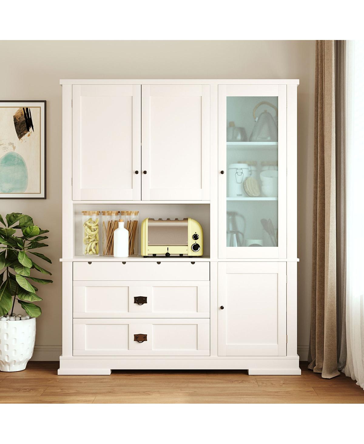 Streamdale Furniture Traditional Freestanding Kitchen Pantry Cabinet with Hutch