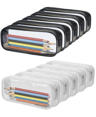 Clear PVC Pencil Case Makeup Pouch Travel Toiletry Bag With Zipper Big Capacity Stationery Storage Organizer 10 Pack