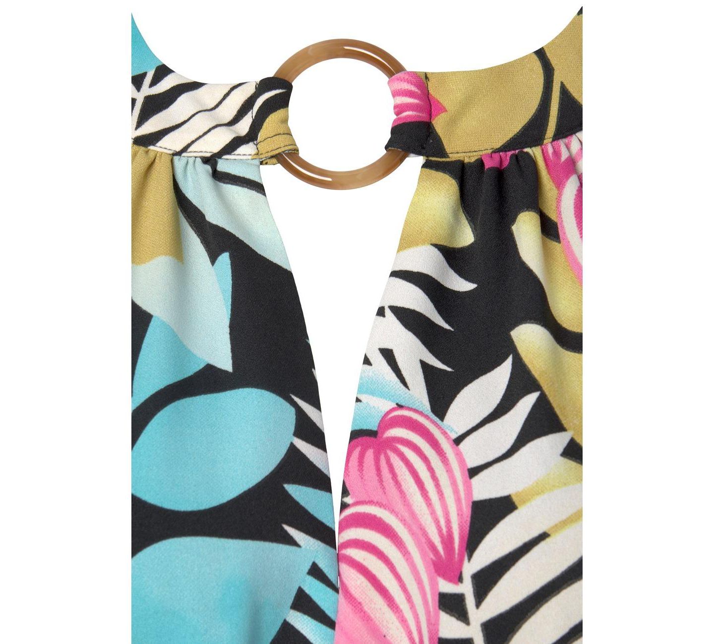Женское платье Lascana Tropical Print High-Low Cutout A-Line Halter-Neck Midi — фото 7