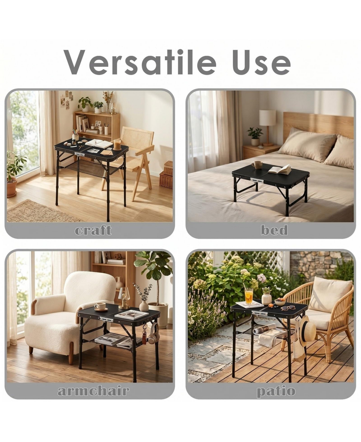 Piscifun Folding Tv Tray Table Adjustable Height Portable Sofa Snack Storage Lightweight Aluminum Indoor Outdoor