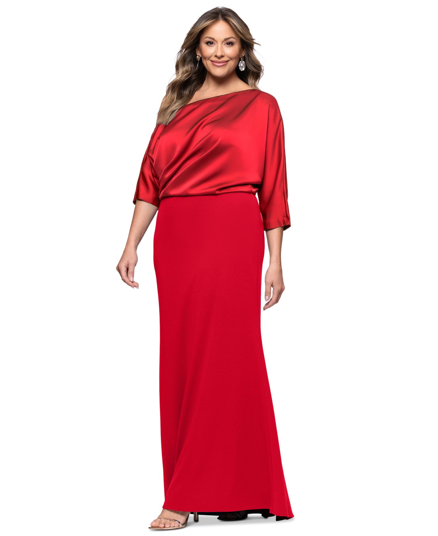 Plus Size Asymmetrical Neck Long Dress