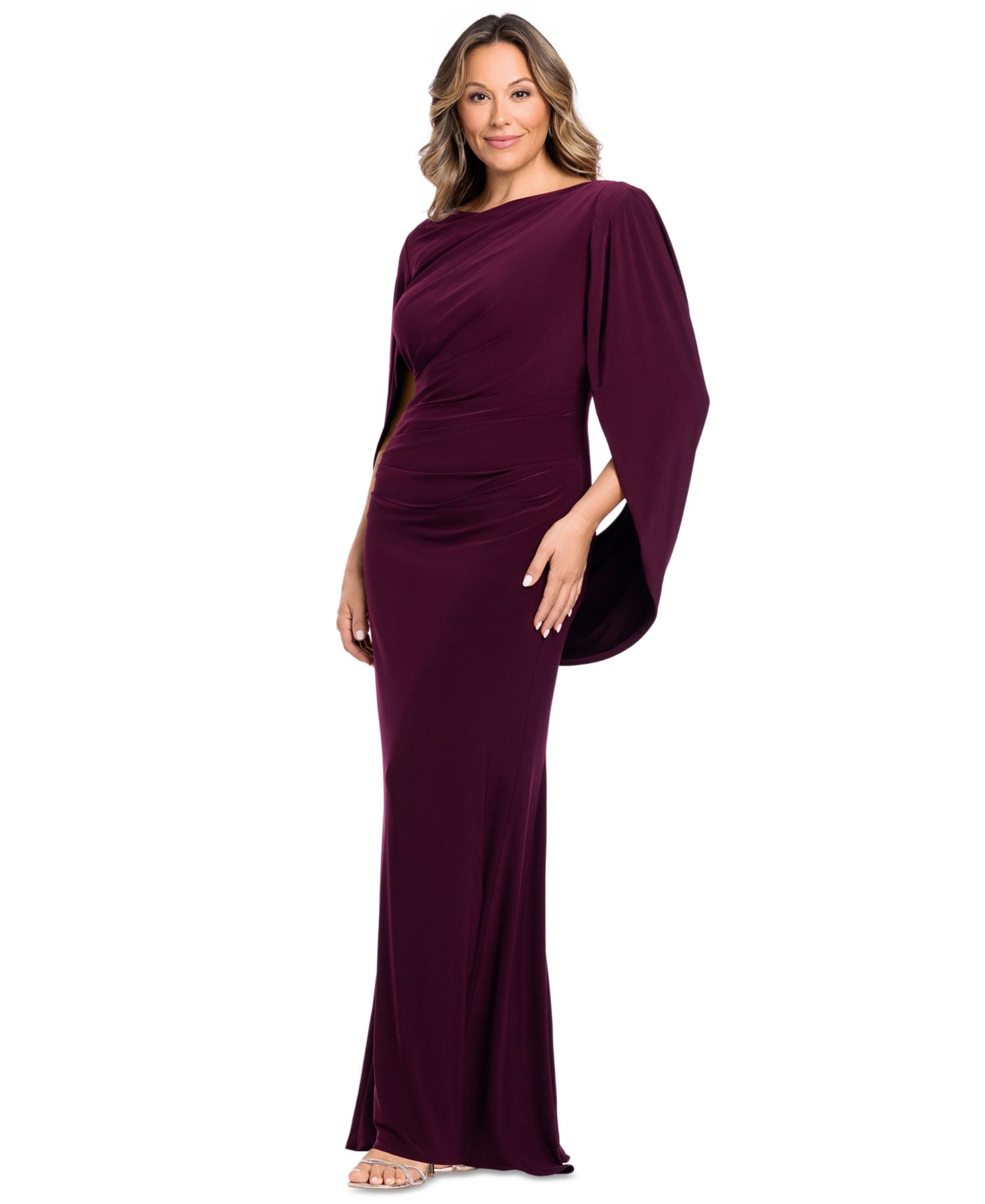 Plus Size Long-Sleeve Boat Neck Maxi Dress