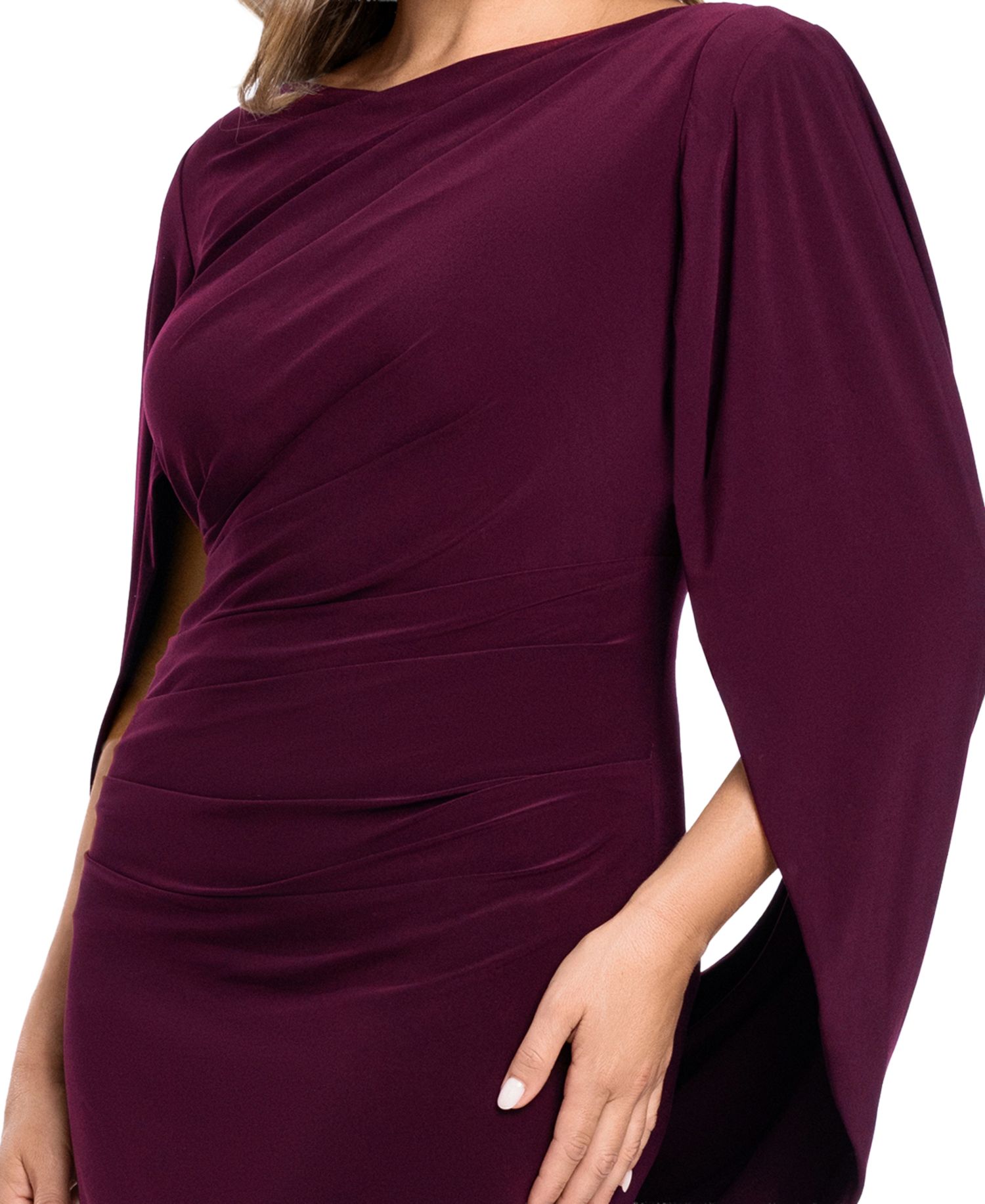 Plus Size Long-Sleeve Boat Neck Maxi Dress