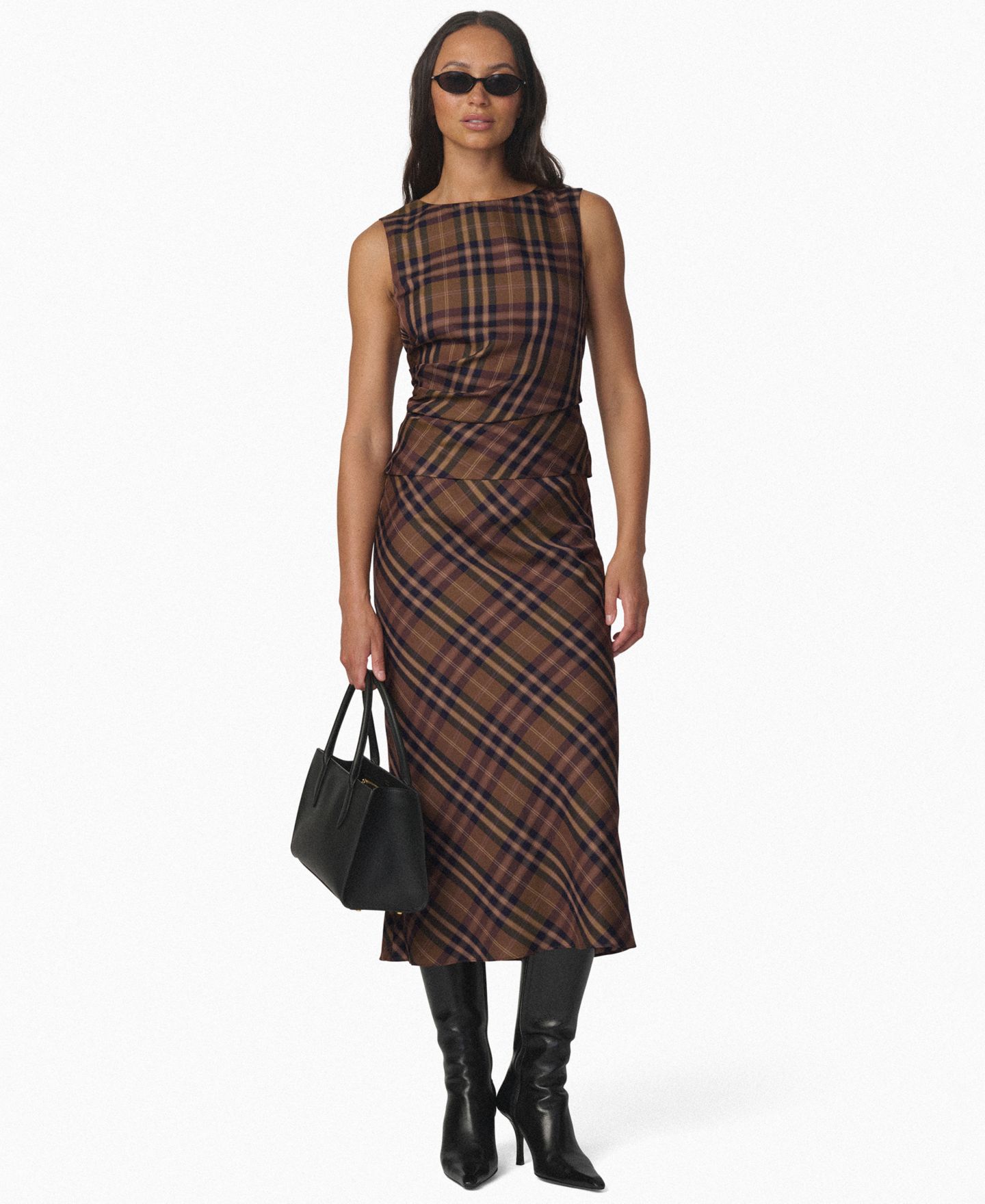 Женская юбка Joe's Jeans The Ines Plaid Midi, цвет: Верблюжий клетчатый — фото 2