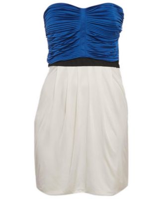 Women's Jersey Pleated Strapless Mini Dress