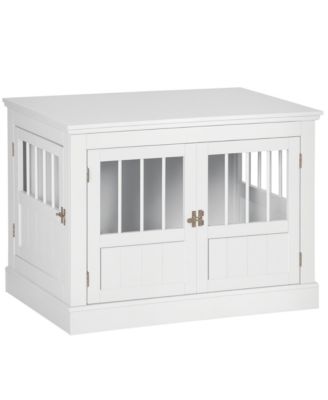 Wooden Dog Crate End Table Furniture with Triple Doors