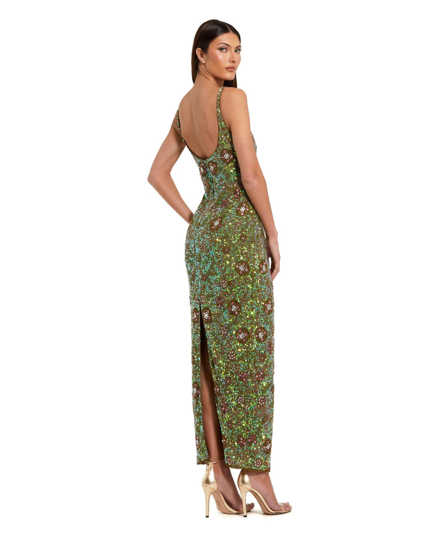 Petite Sleeveless Hand Beaded Floral Midi Dress