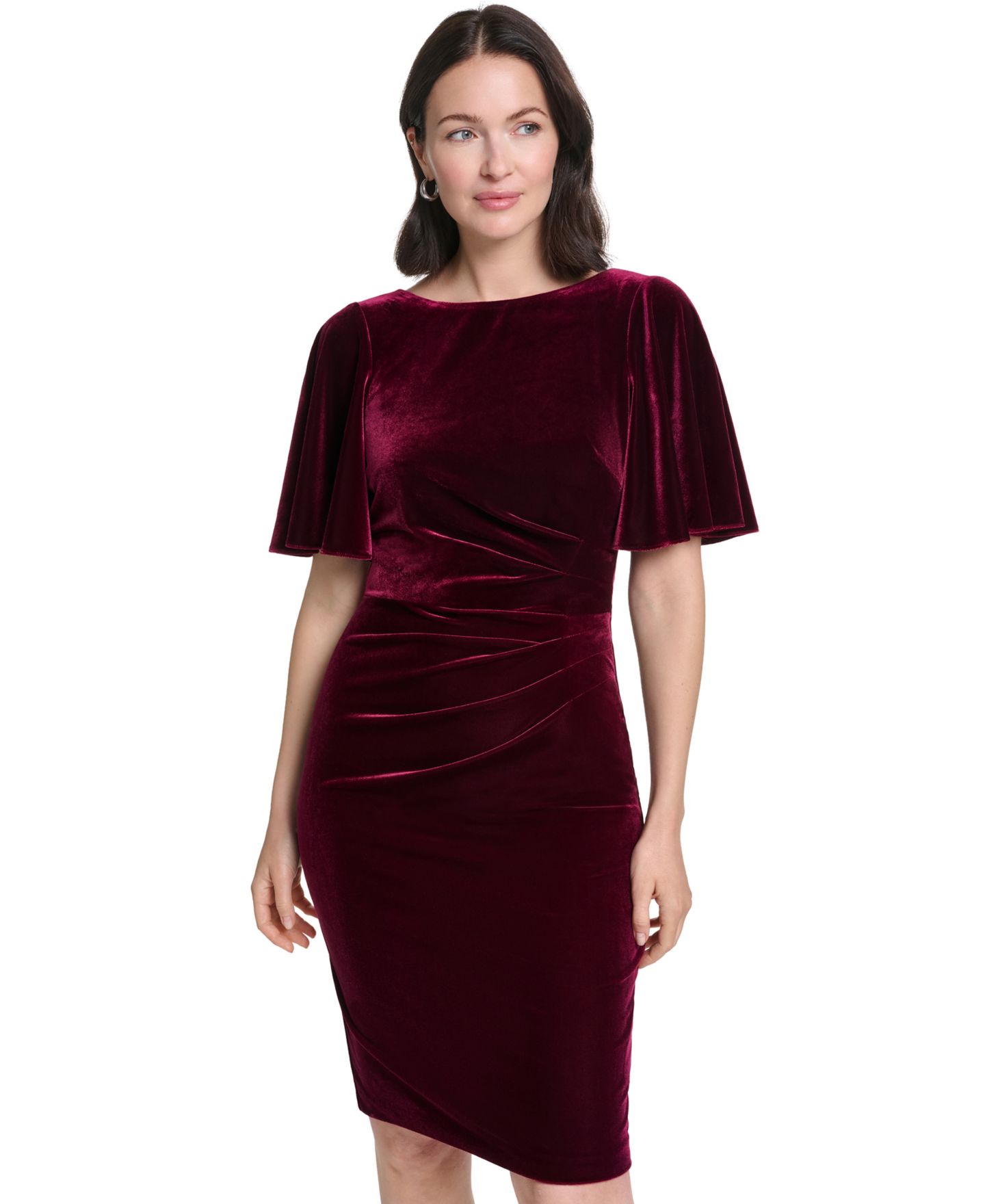 Женское платье Jessica Howard Boat Neck Velvet, цвет: Ягодный сливовый — фото 2