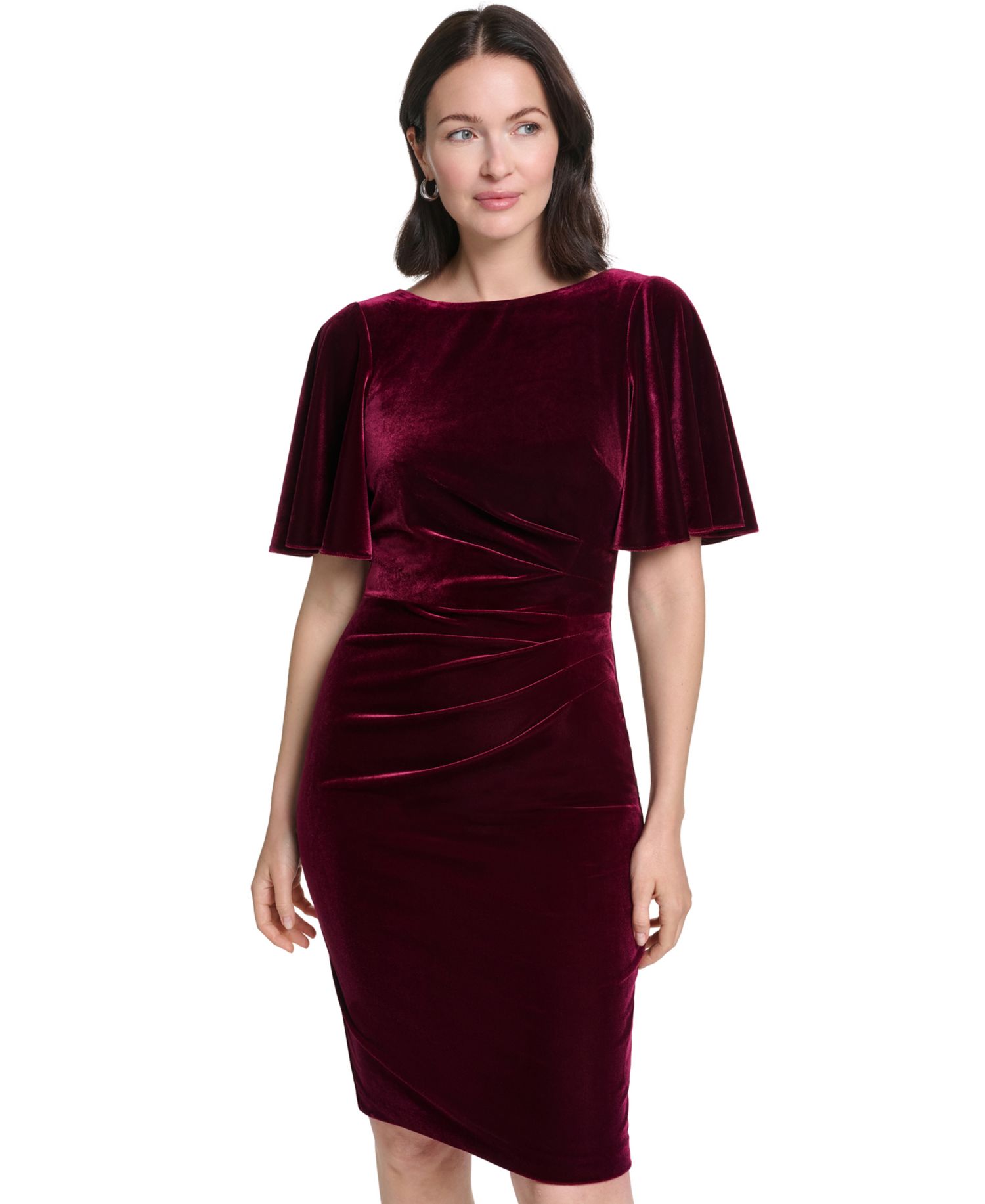 Petite Boat Neck Velvet Dress
