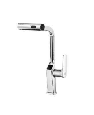 Touchless Chrome Kitchen Faucet with LED Display Motion Sensor 3 Function Pull Out Sprayer 360 Swivel Spout