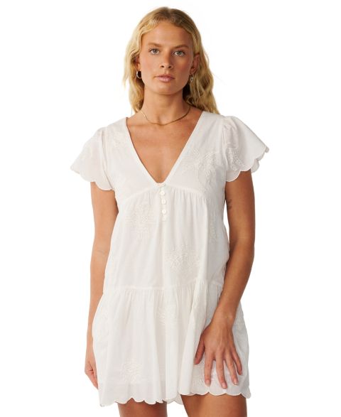 Женское платье Rip Curl Bossa Nova Short-Sleeve Embroidered, цвет: Костяной