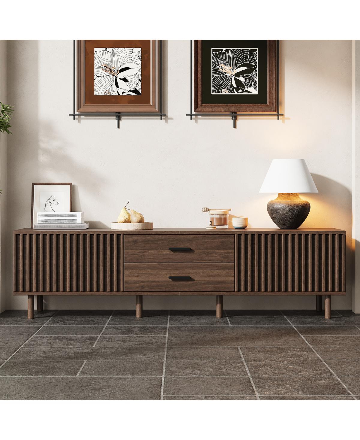 Streamdale Furniture 70-Inch Modern Tv Stand for TVs up to 80 Inches with Storage and Wood Legs