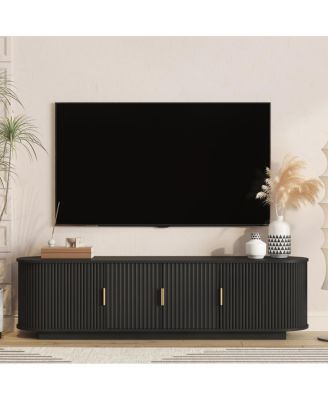 66.9" Farmhouse TV Stand for TVs up to 75" with Sliding Doors and Shelves