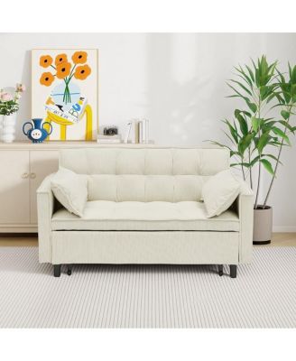 54.3" Corduroy Modular Sleeper Sofa with Pull Out Bed