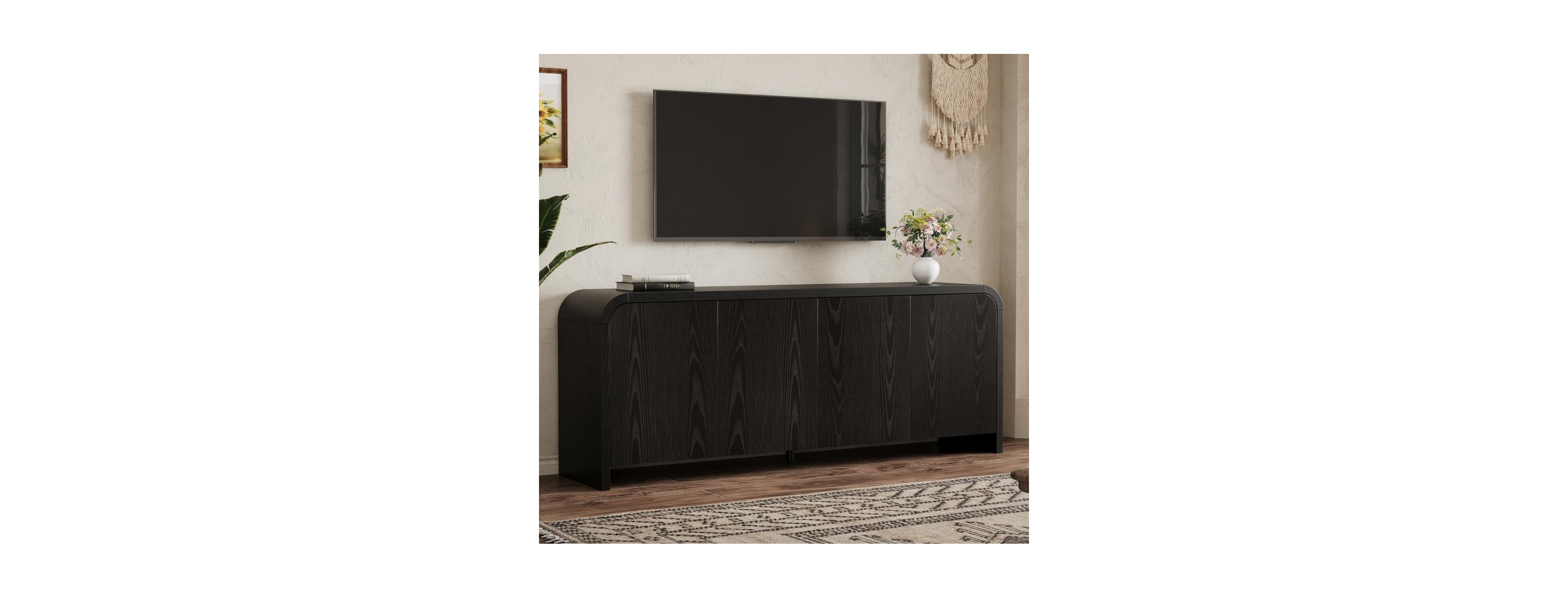Streamdale Furniture Farmhouse Curved Edge Tv Stand for TVs up to 70"