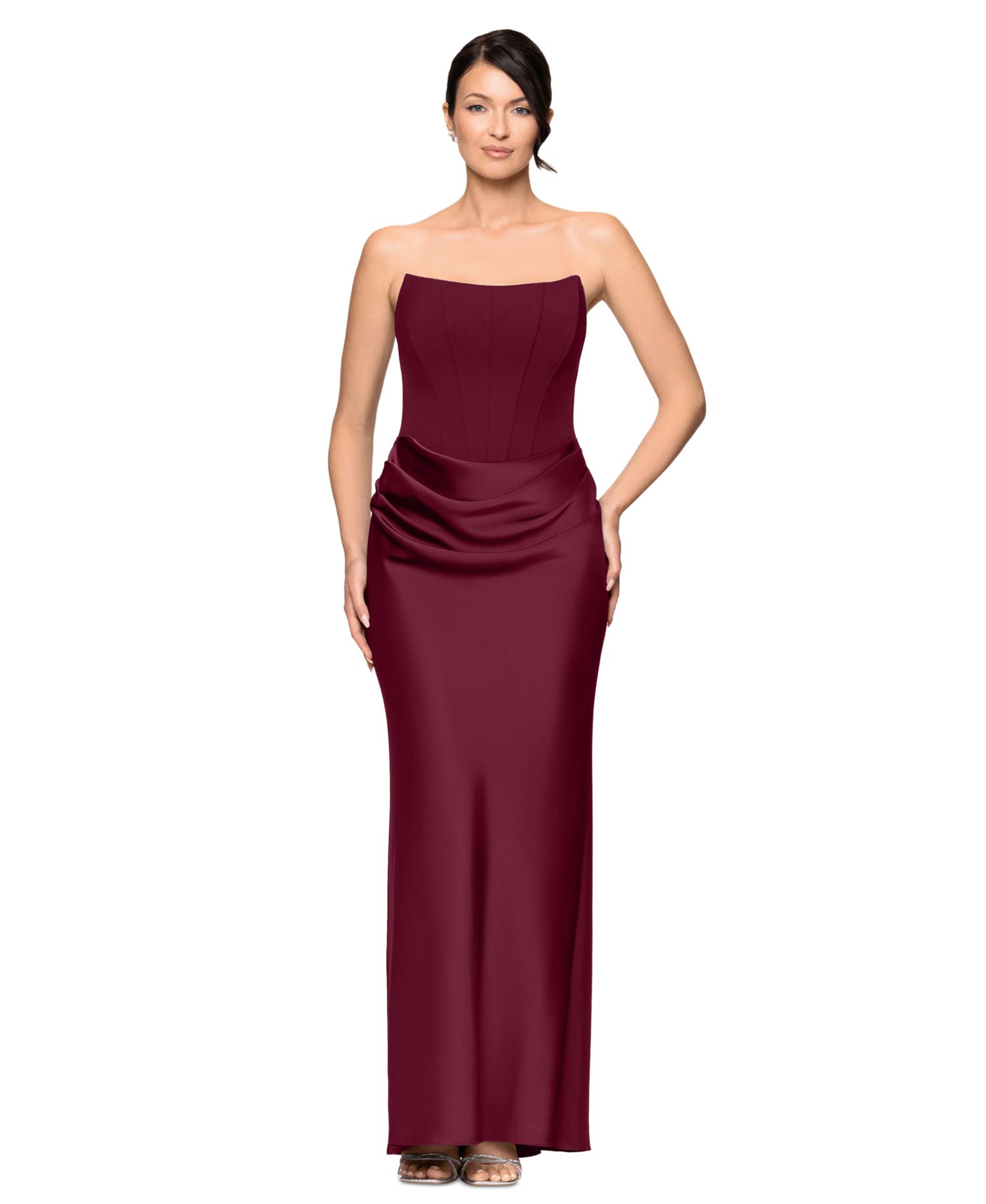 Women's Mixed-Media Strapless Corset Gown