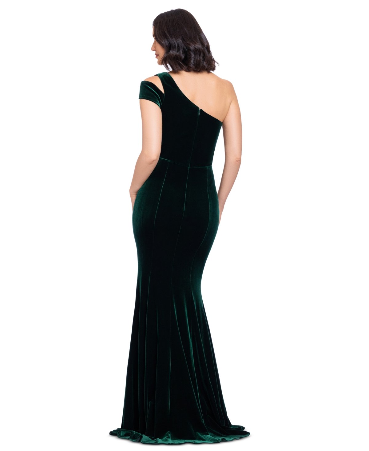 B&A By Betsy and Adam Women's One-Shoulder Velvet Mermaid Gown