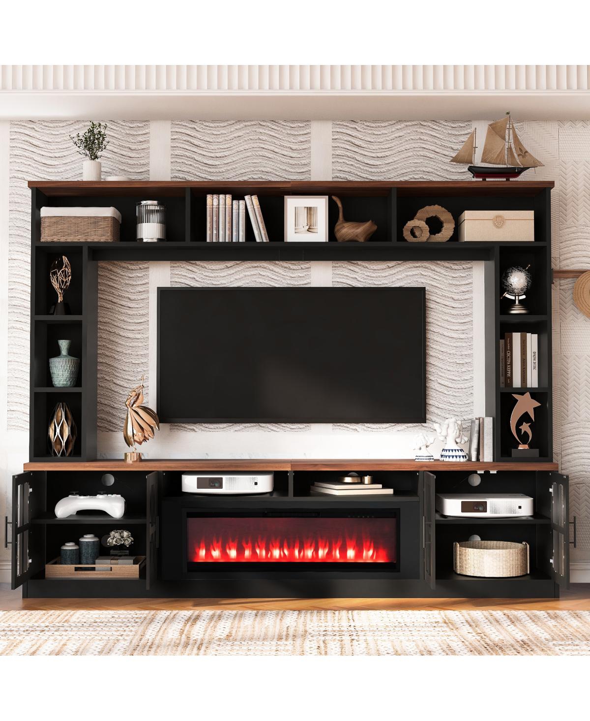 Streamdale Furniture 95.5" Wall Unit Entertainment Center with Electric Fireplace