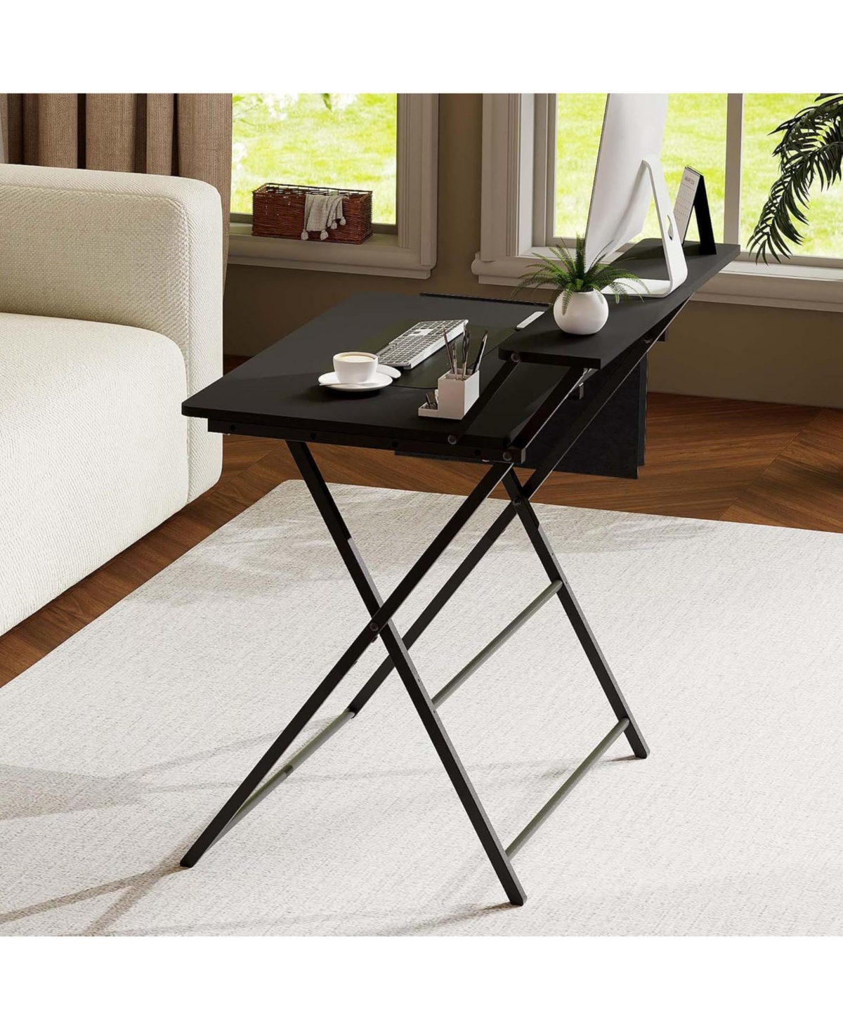 homfan Opens in seconds with zero assembly required arrives fully assembled and ready to use as an instant workspace for dorm rooms and apartments.