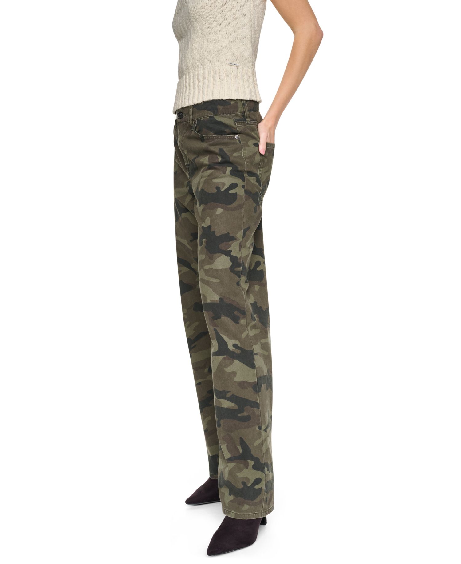 Women's Camo Mid-Rise Relaxed Straight Jeans