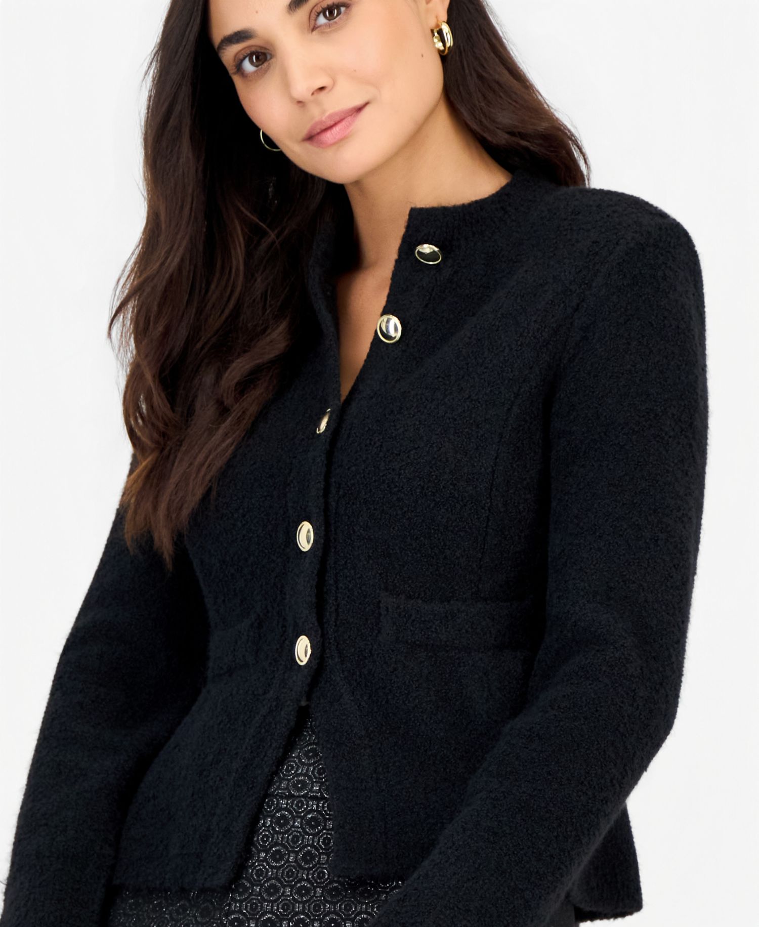 Petite Peplum Crewneck Cardigan
