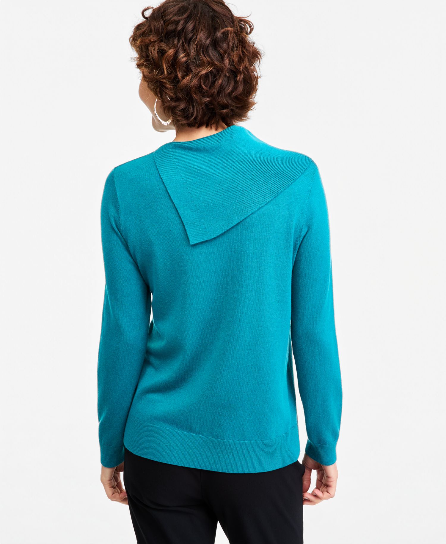 Petite Long-Sleeve Envelope-Neck Pullover Sweater