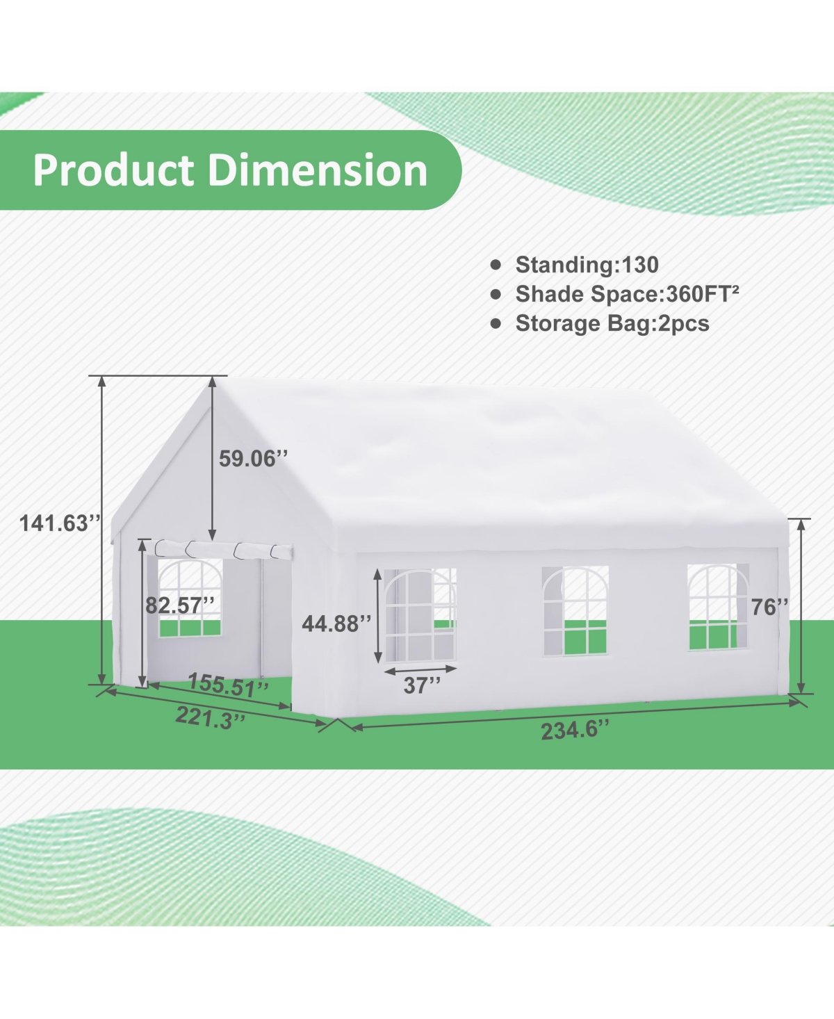 Mondawe 20 x 20 feet Event Shelter Carport Tent with Detachable Sidewalls and Windows