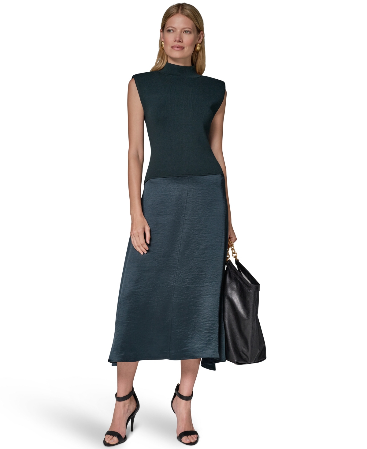 Donna Karan New York Women's Viscose Mixed Media Midi Dress