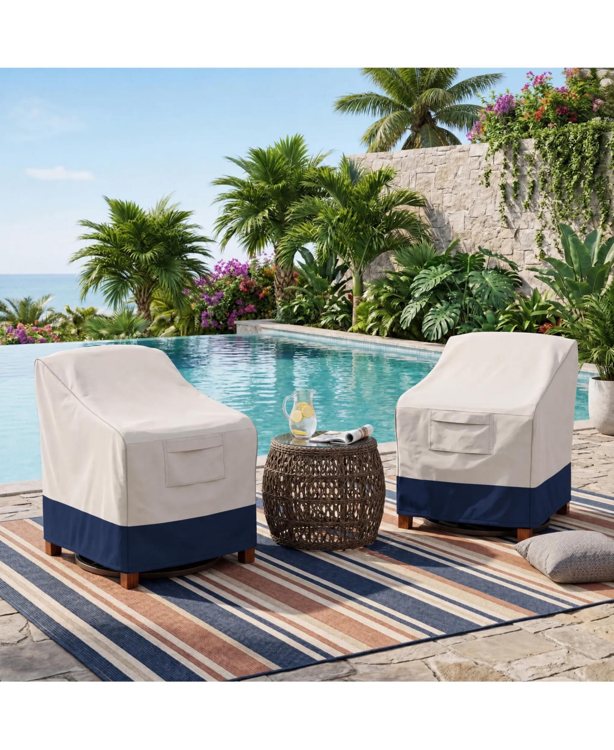 Homfan 2 Pack Heavy Duty Waterproof Outdoor Chair Covers – 600D Oxford Patio Furniture Covers, Fits 31"x35"x38" Chairs