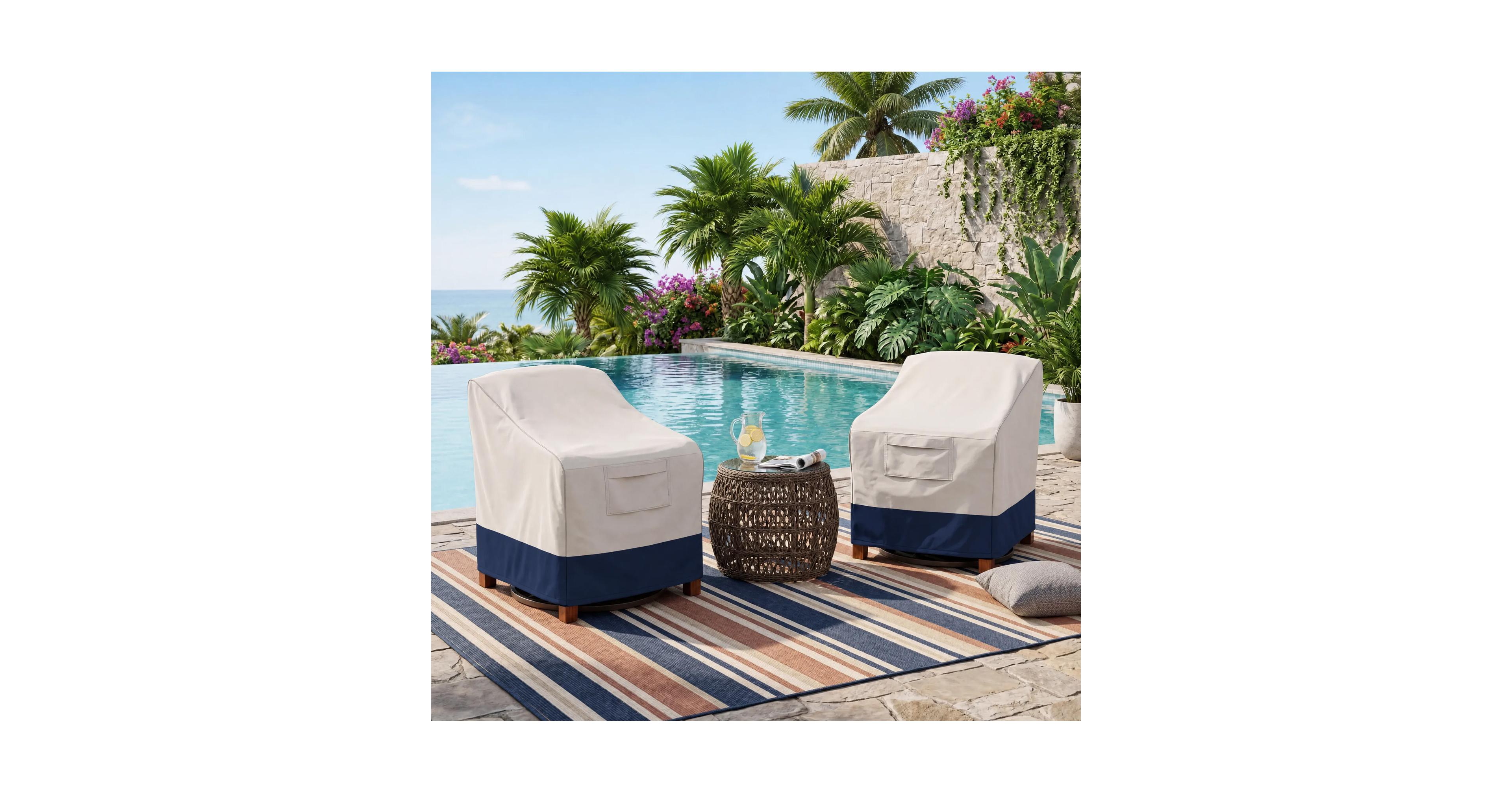 Homfan 2 Pack Heavy Duty Waterproof Outdoor Chair Covers – 600D Oxford Patio Furniture Covers, Fits 31"x35"x38" Chairs