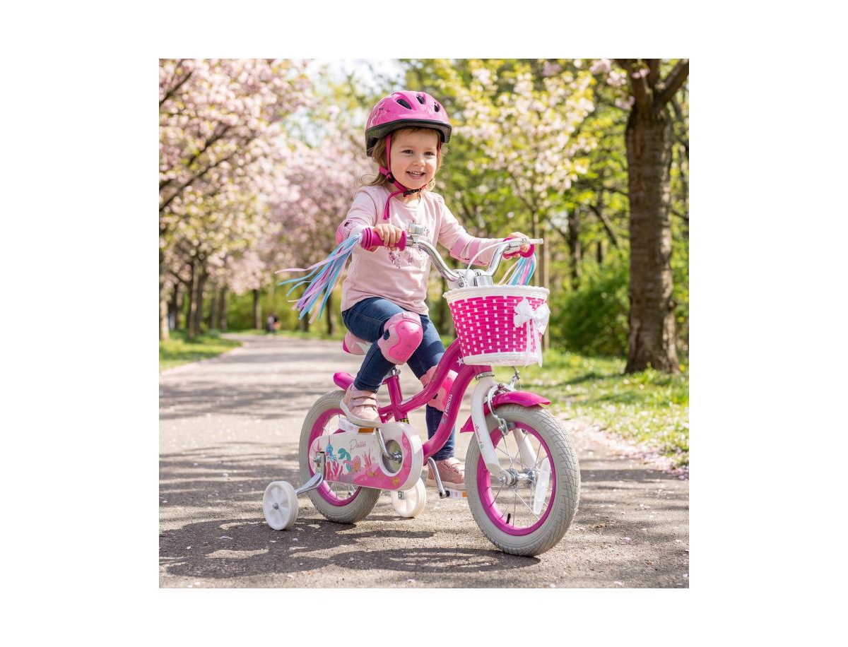Slickblue Kids Bike with Basket and Streamers, Adjustable Riding Bicycle