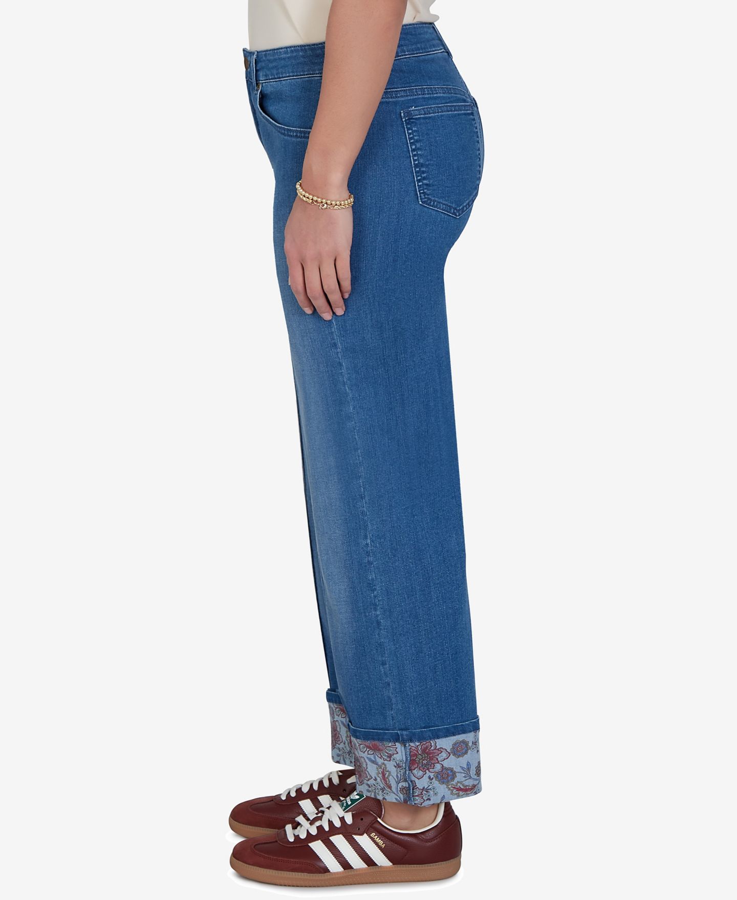 Женские джинсы Ruby Rd. Plus Size Floral Cuff Stretch Ankle, цвет: Индиго — фото 3