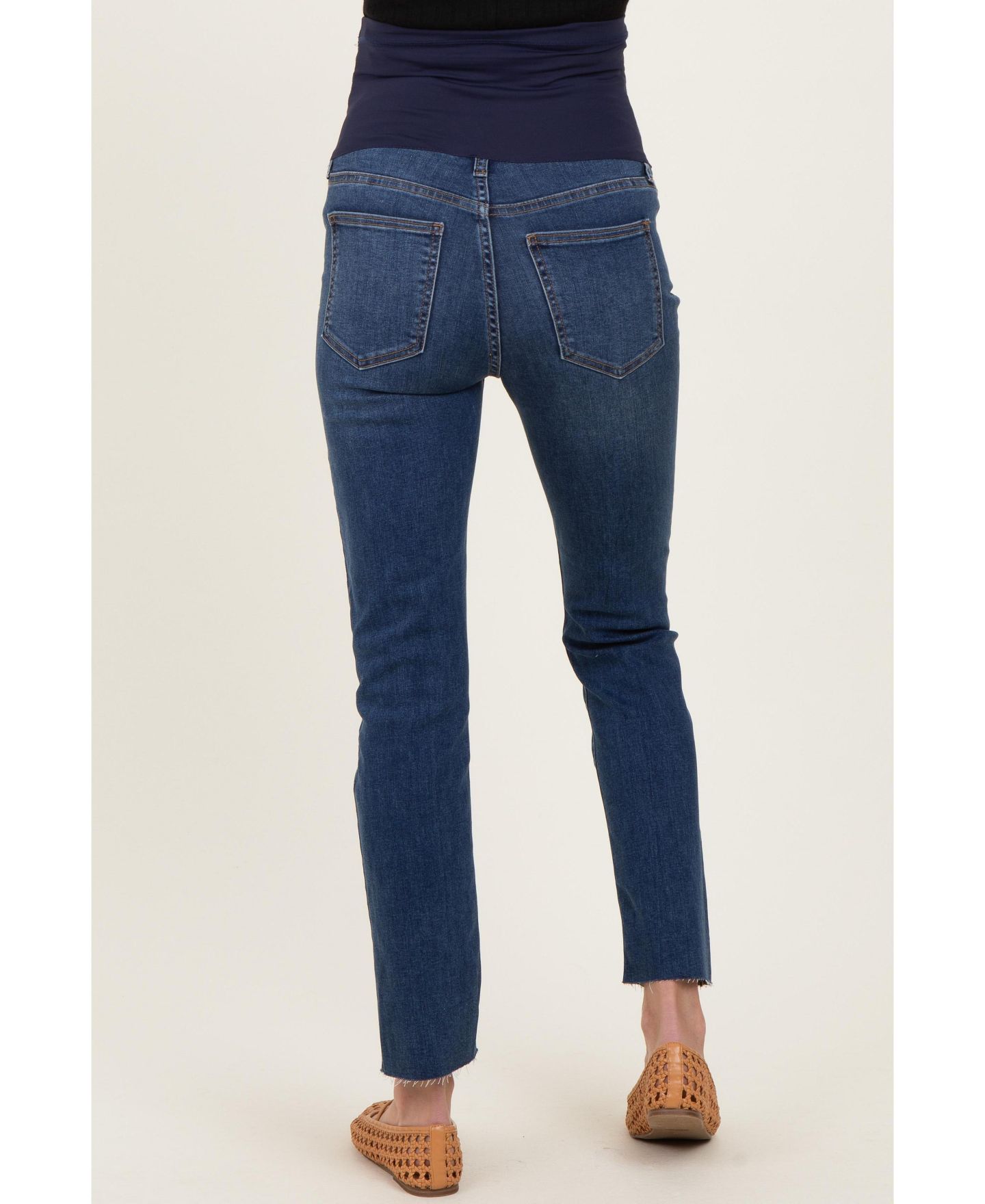Женские джинсы Pinkblush Dark Blue Slim Fit Raw Hem, цвет: Тёмно-синий — фото 4