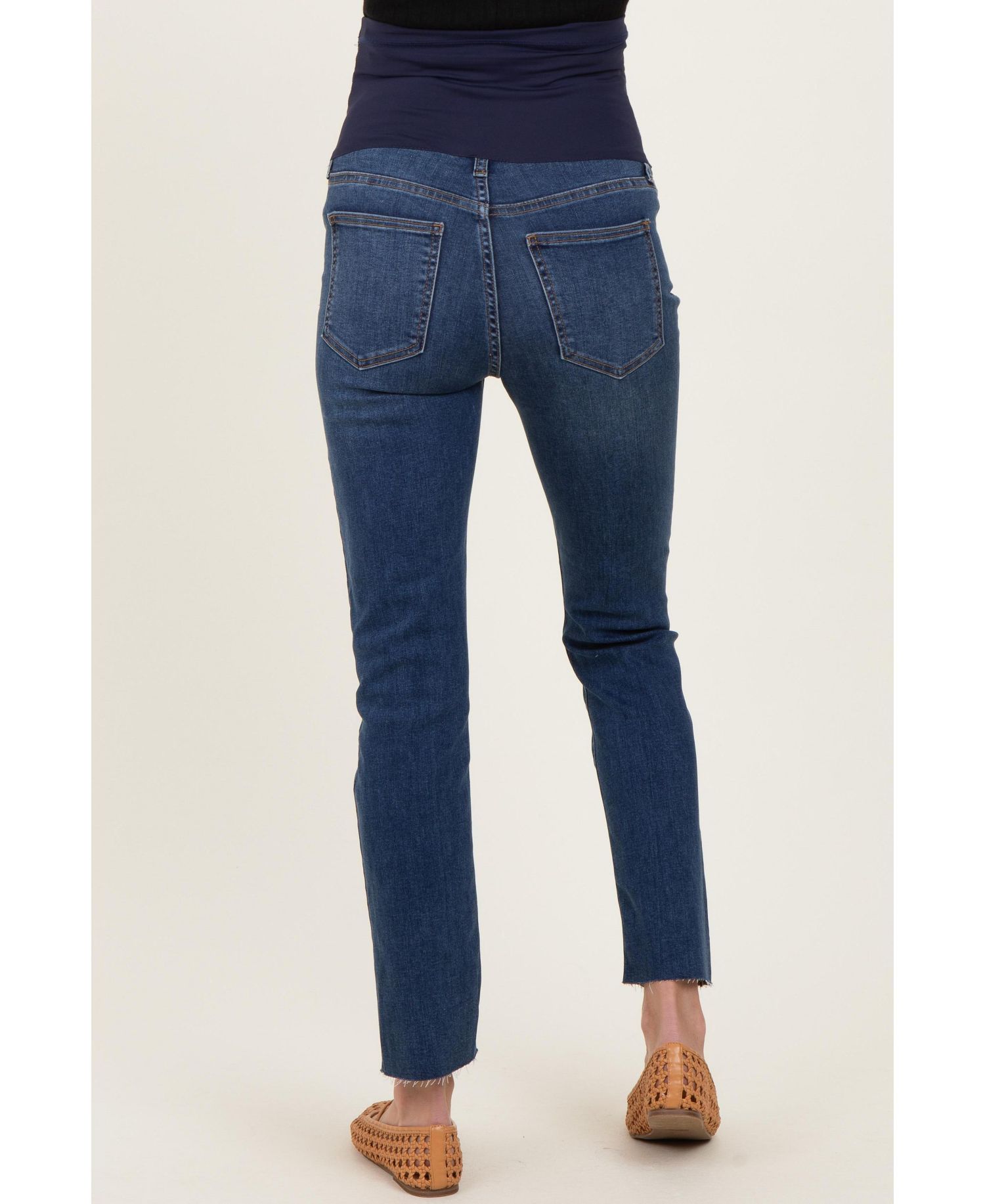 Women's Dark Blue Slim Fit Raw Hem Jeans