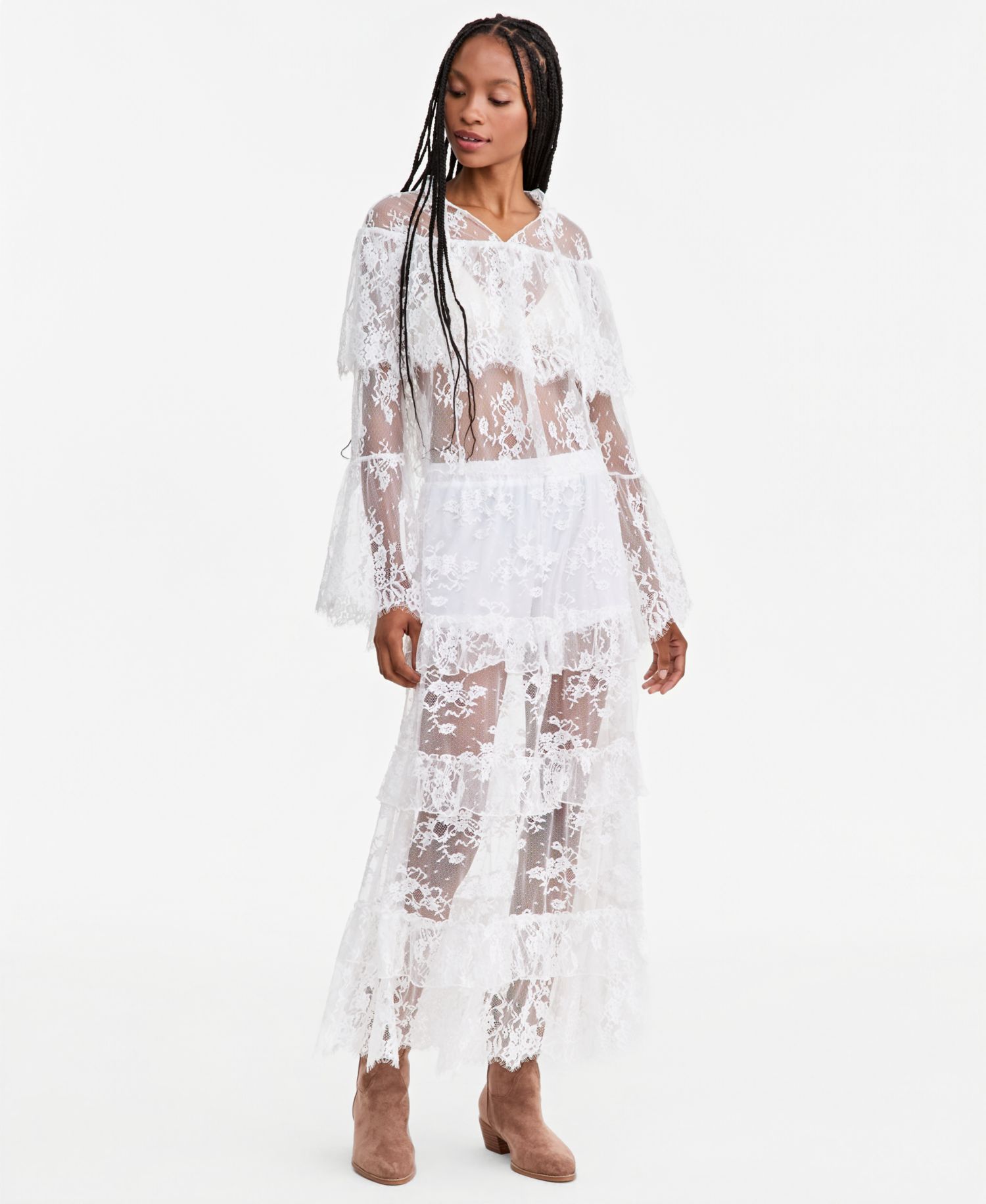 Women's Lace Tiered Maxi Skirt